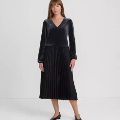 Women's Velvet and Satin Duet Midi Dress