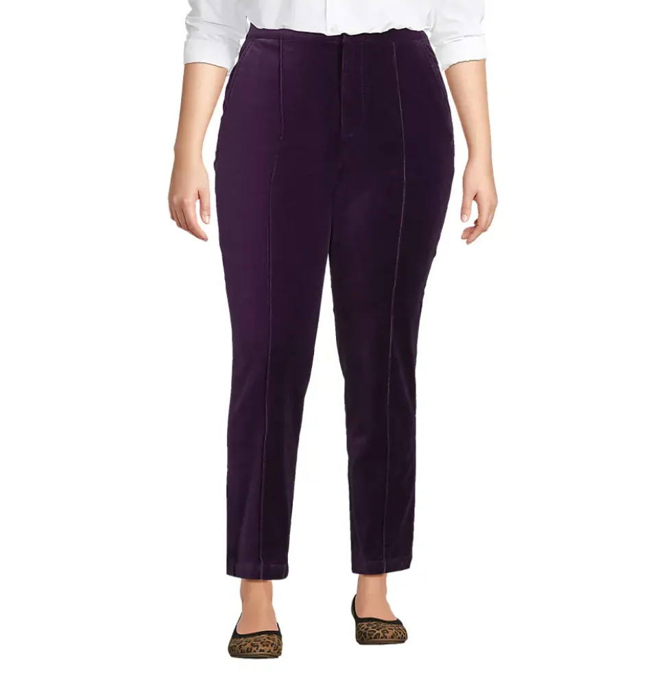 Women's Velvet High Rise Pintuck Pencil Ankle Pants