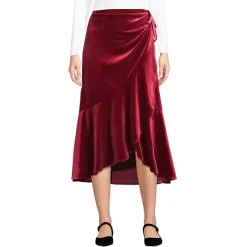 Women's Velvet Wrap Midi Skirt