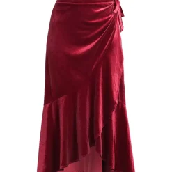 Women's Velvet Wrap Midi Skirt