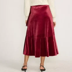 Women's Velvet Wrap Midi Skirt
