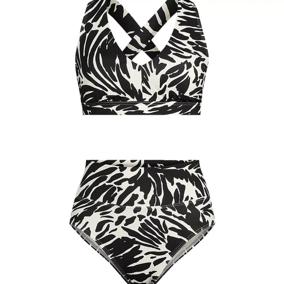 Women's V-Neck Bikini and High Waisted Bottom Swimsuit Set