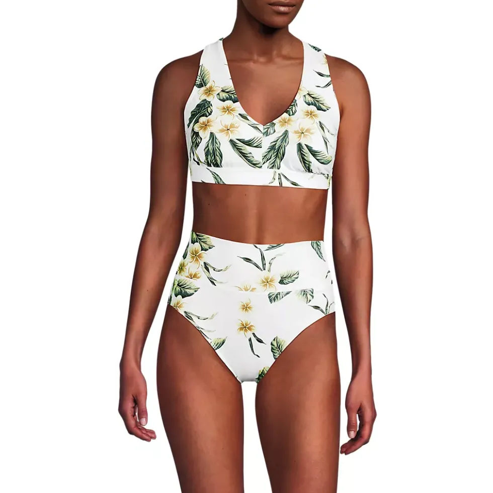 Women's V-Neck Bikini and High Waisted Bottom Swimsuit Set
