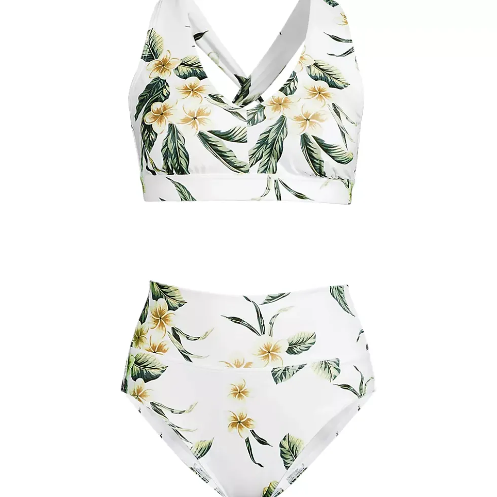 Women's V-Neck Bikini and High Waisted Bottom Swimsuit Set