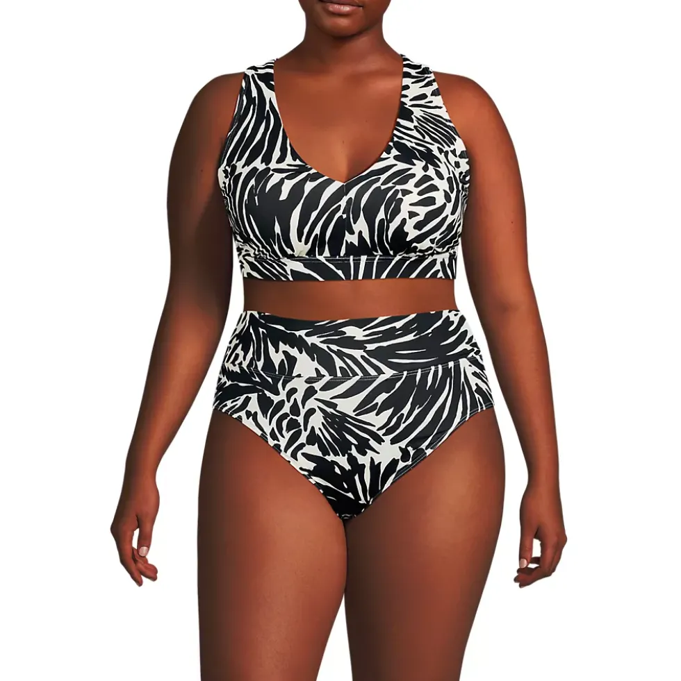 Women's V-Neck Bikini and High Waisted Bottom Swimsuit Set