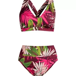 Women's V-Neck Bikini and High Waisted Bottom Swimsuit Set