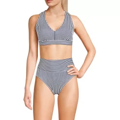 Women's V-Neck Bikini and High Waisted Bottom Swimsuit Set