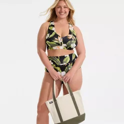 Women's V-Neck Bikini and High Waisted Bottom Swimsuit Set