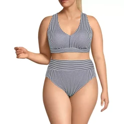 Women's V-Neck Bikini and High Waisted Bottom Swimsuit Set