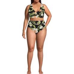 Women's V-Neck Bikini and High Waisted Bottom Swimsuit Set