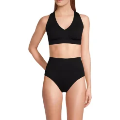 Women's V-Neck Bikini and High Waisted Bottom Swimsuit Set