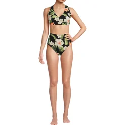 Women's V-Neck Bikini and High Waisted Bottom Swimsuit Set