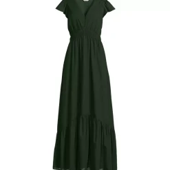 Women's Vneck Flutter Sleeve Maxi Dress