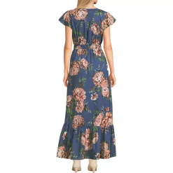 Women's Vneck Flutter Sleeve Maxi Dress