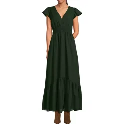 Women's Vneck Flutter Sleeve Maxi Dress