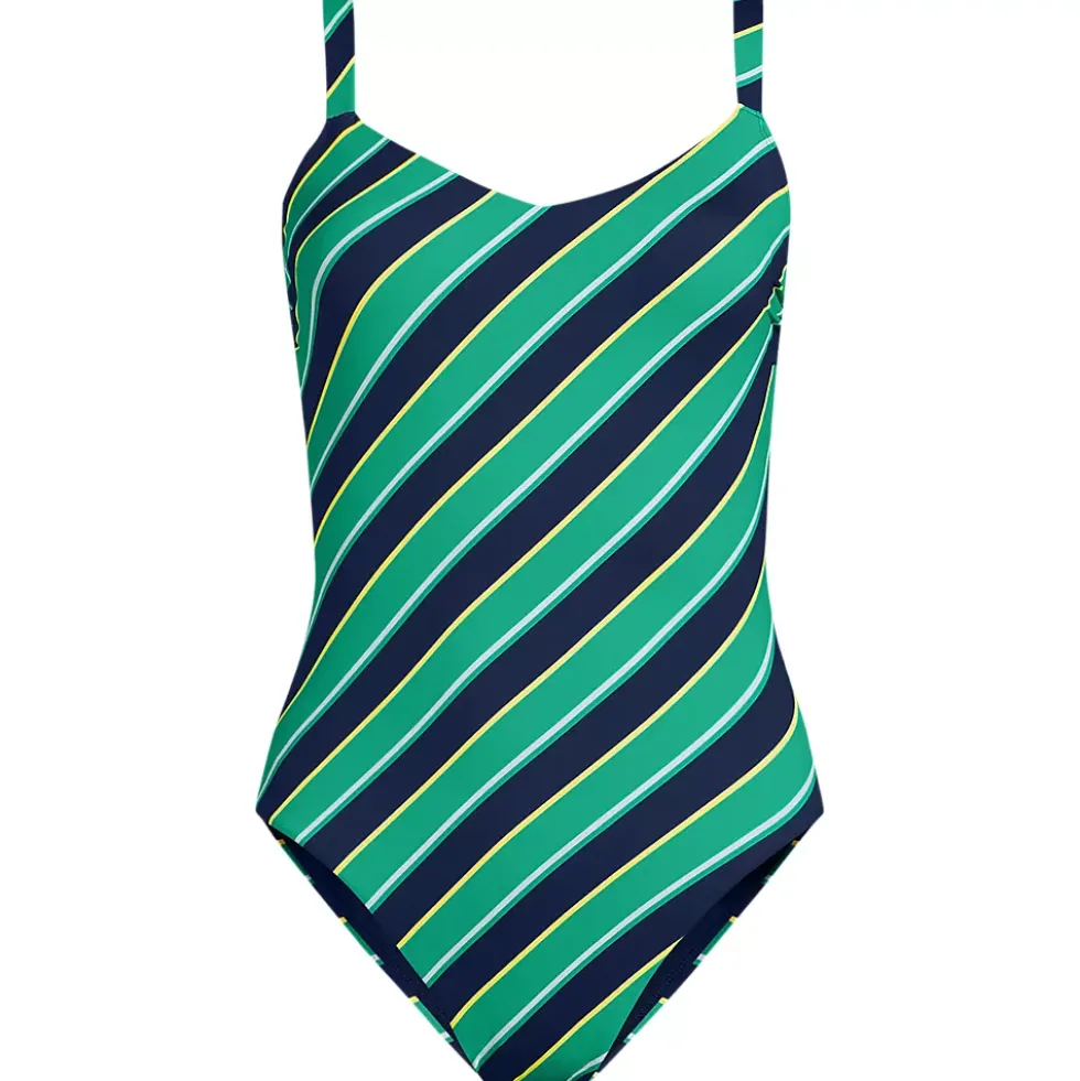Women's V-Neck High Leg Strappy Back One Piece
