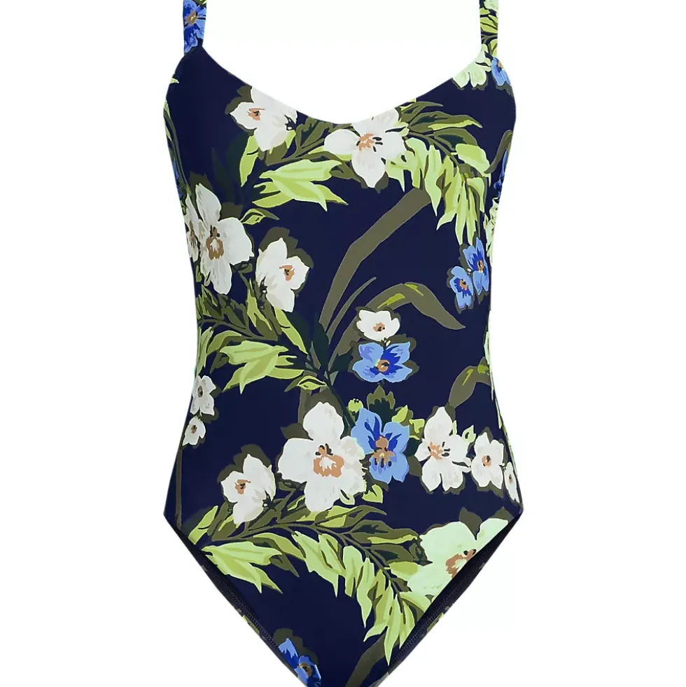 Women's V-Neck High Leg Strappy Back One Piece