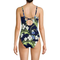 Women's V-Neck High Leg Strappy Back One Piece