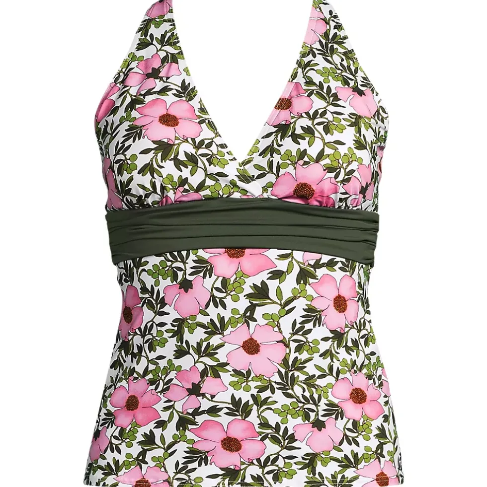 Women's V-Neck Plunge X Back Tankini Top