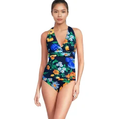 Women's V-Neck Plunge X Back Tankini Top