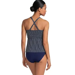 Women's V-Neck Plunge X Back Tankini Top