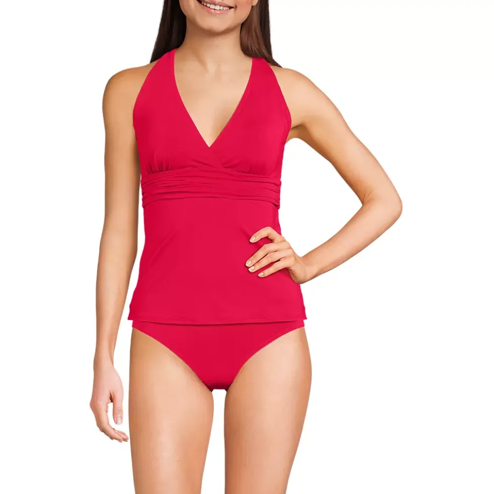 Women's V-Neck Plunge X Back Tankini Top