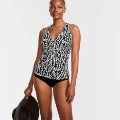 Women's V-Neck Plunge X Back Tankini Top
