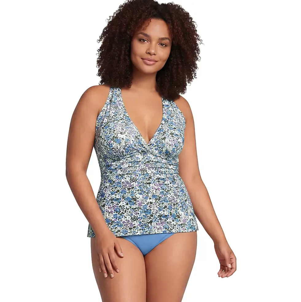 Women's V-Neck Plunge X Back Tankini Top