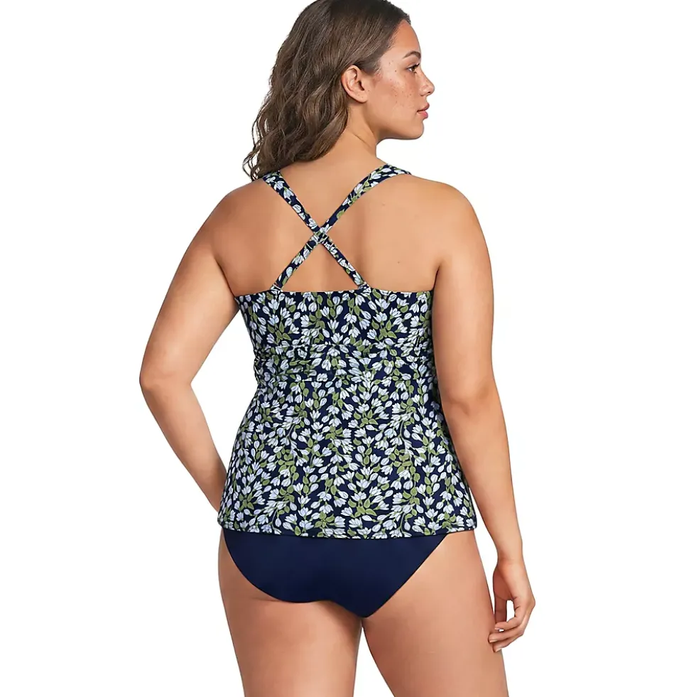 Women's V-Neck Plunge X Back Tankini Top