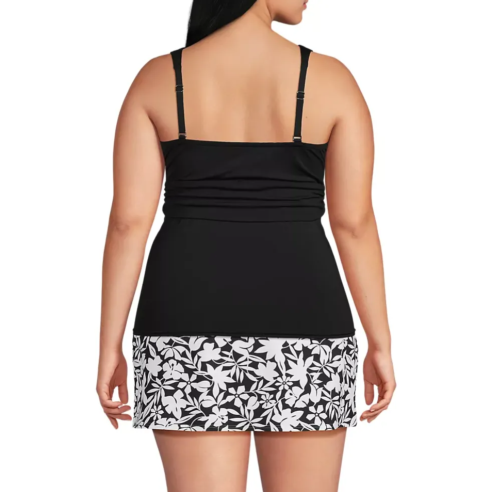 Women's V-Neck Plunge X Back Tankini Top