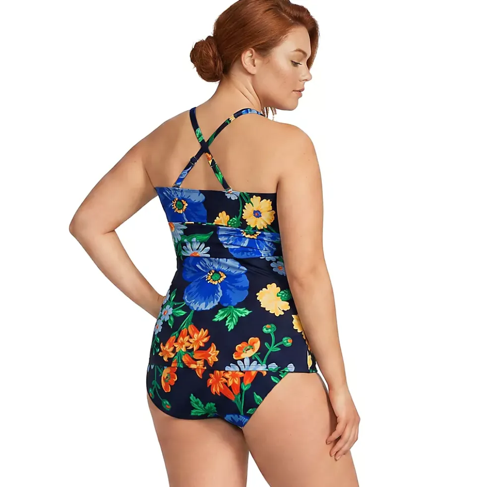 Women's V-Neck Plunge X Back Tankini Top