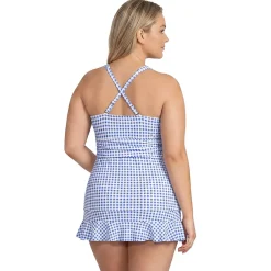 Women's V-Neck Plunge X Back Tankini Top