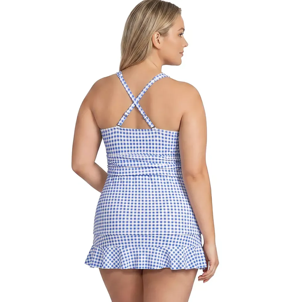 Women's V-Neck Plunge X Back Tankini Top