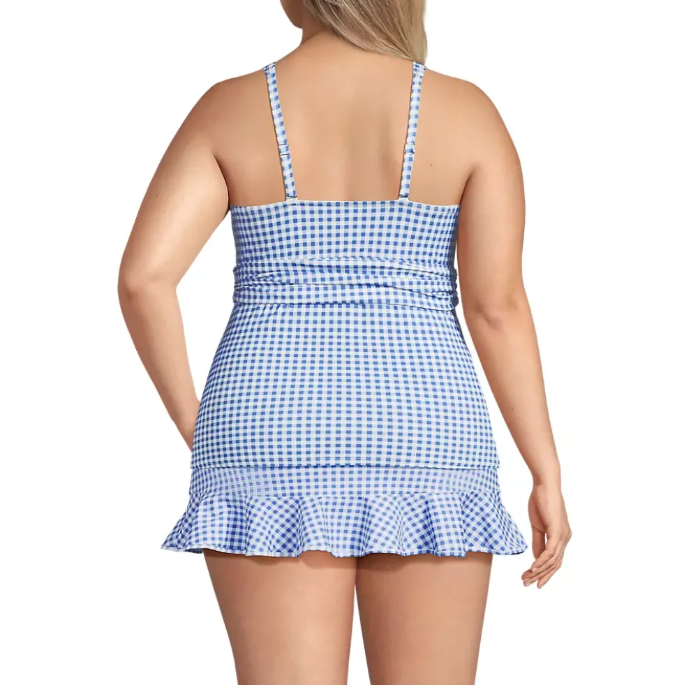 Women's V-Neck Plunge X Back Tankini Top