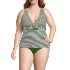 Women's V-Neck Plunge X Back Tankini Top