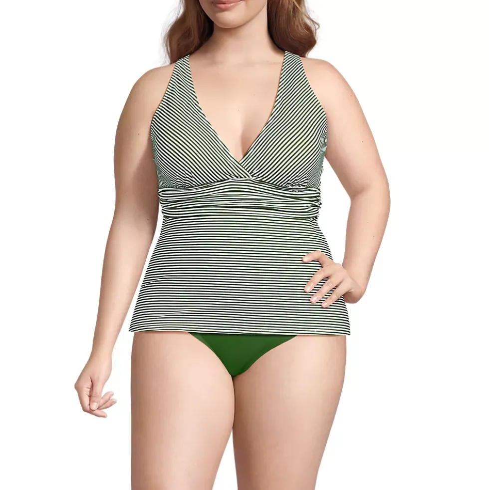 Women's V-Neck Plunge X Back Tankini Top