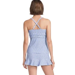 Women's V-Neck Plunge X Back Tankini Top