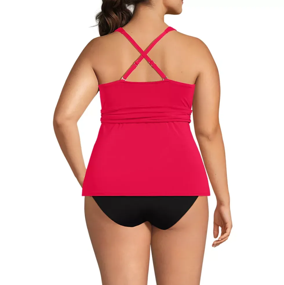 Women's V-Neck Plunge X Back Tankini Top