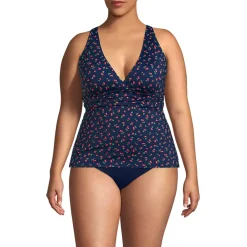 Women's V-Neck Plunge X Back Tankini Top