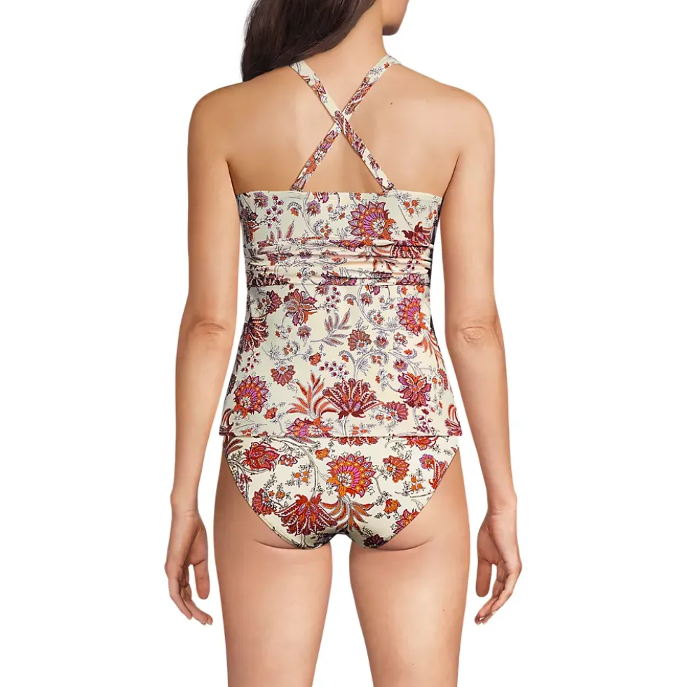 Women's V-Neck Plunge X Back Tankini Top