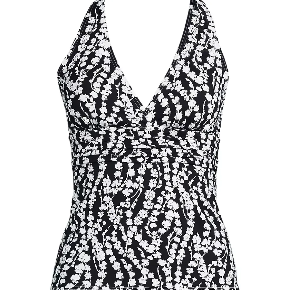 Women's V-Neck Plunge X Back Tankini Top