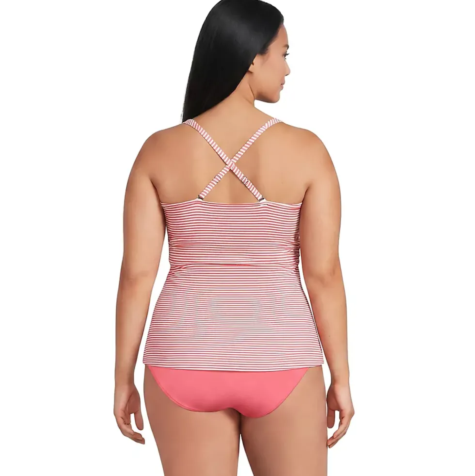 Women's V-Neck Plunge X Back Tankini Top