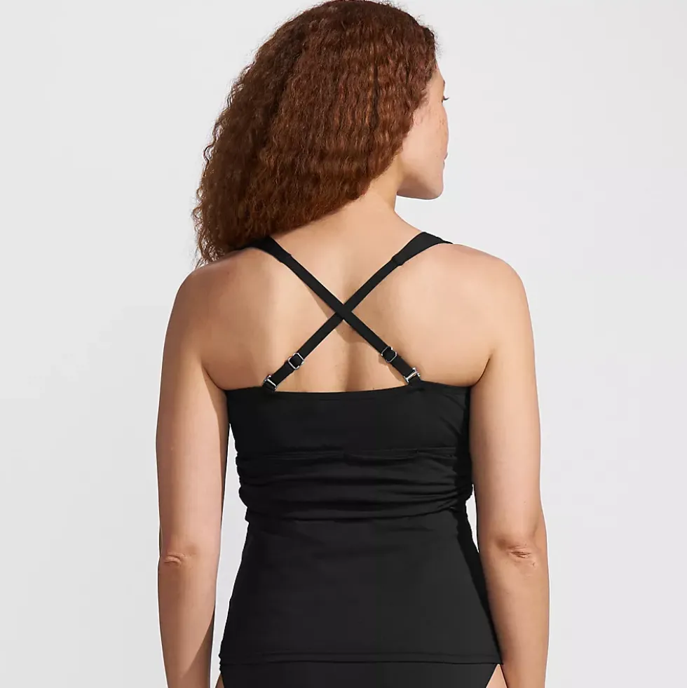 Women's V-Neck Plunge X Back Tankini Top