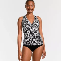 Women's V-Neck Plunge X Back Tankini Top