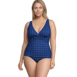 Women's V-Neck Plunge X Back Tankini Top