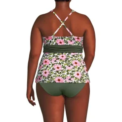 Women's V-Neck Plunge X Back Tankini Top