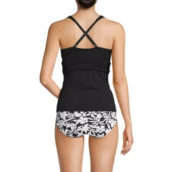 Women's V-Neck Plunge X Back Tankini Top