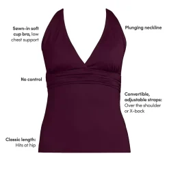 Women's V-Neck Plunge X Back Tankini Top