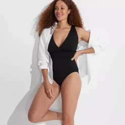 Women's V-Neck Plunge X Back Tankini Top