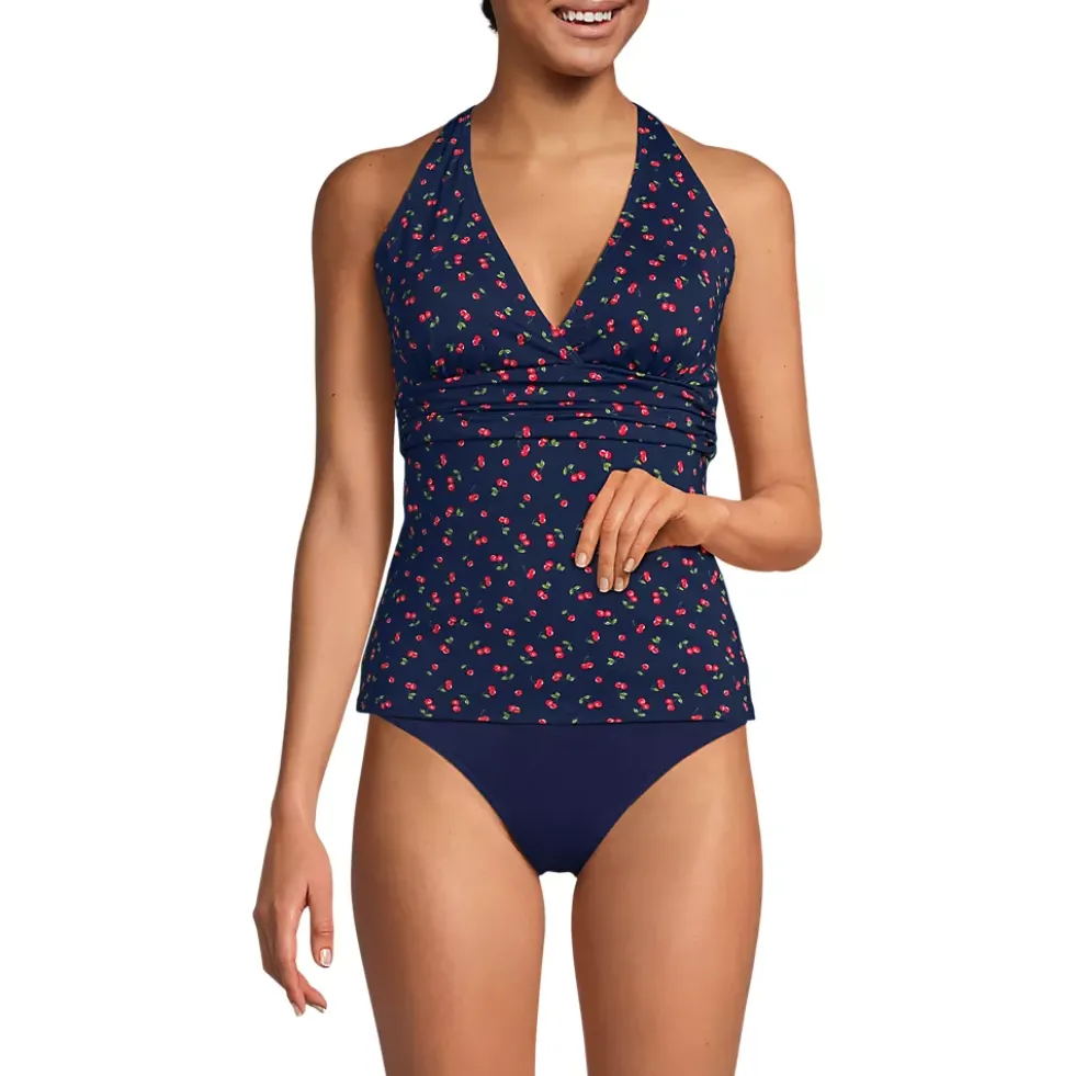 Women's V-Neck Plunge X Back Tankini Top